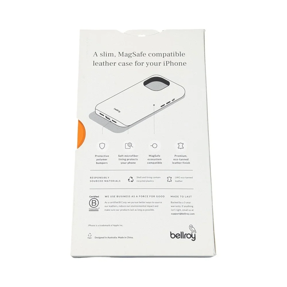Qq2N‎ Bellroy - Phone Case For Apple iPhone 15 Plus, Eco-tanned Black Leather
